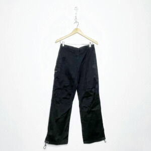 Marisfrolg Womens cargo pants balck wide leg drawcord adjustable pockets 10 40